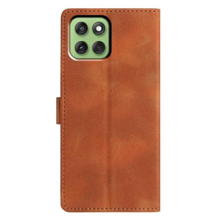 For Motorola Edge 60 Triangles Embossed Leather Phone Case(Brown)