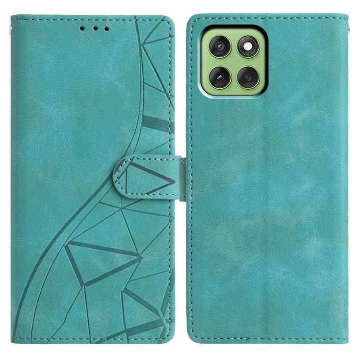 For Motorola Edge 60 Triangles Embossed Leather Phone Case(Green)
