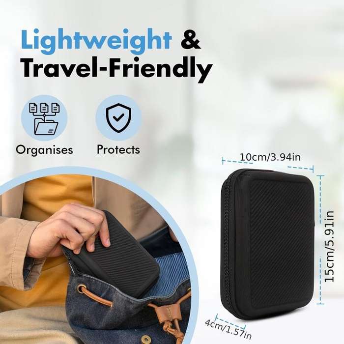 Mobile Hard Drive Data Cable Storage Bag Portable EVA Storage Box(Black)