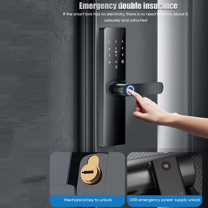 Z17 Tuya Smart WiFi Electronic Fingerprint Password Door Lock, Lock Body Size:18cm(Black)