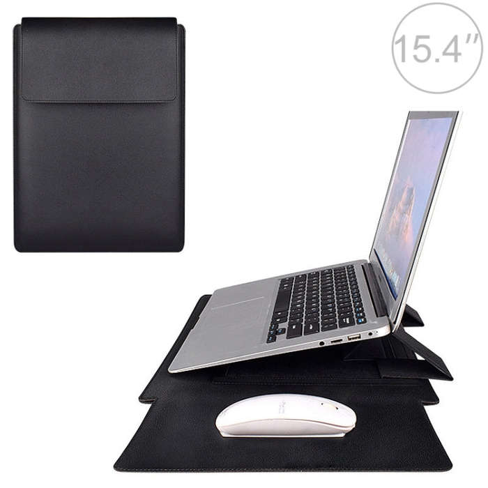 PU05 Sleeve Leather Case Carrying Bag for 15.4 inch Laptop(Black)