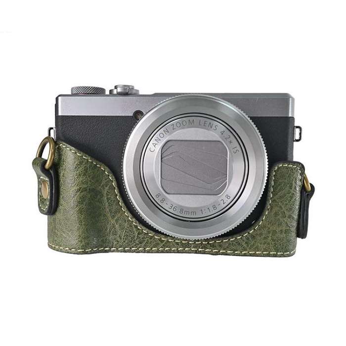 For Canon G7 X Mark III / G7X3 Retro Litchi Texture Leather Full Body Camera Case Bag with Strap(...