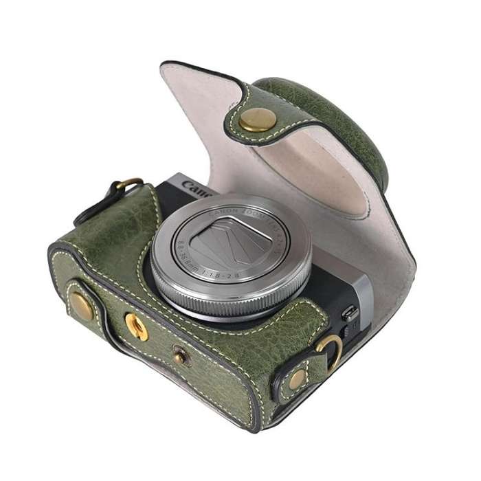For Canon G7 X Mark III / G7X3 Retro Litchi Texture Leather Full Body Camera Case Bag with Strap(...