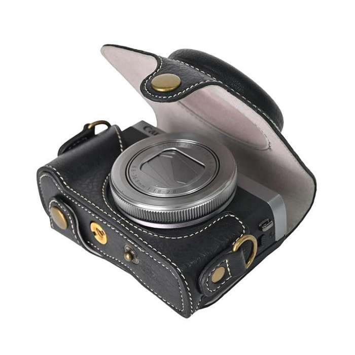 For Canon G7 X Mark III / G7X3 Retro Litchi Texture Leather Full Body Camera Case Bag with Strap(...