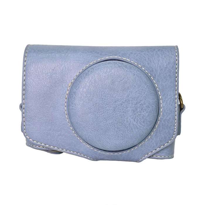 For Canon PowerShot SX740 HS Retro Litchi Texture Leather Full Body Camera Case Bag with Strap(Blue)