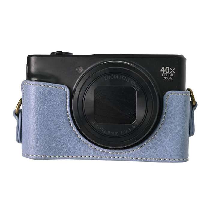 For Canon PowerShot SX740 HS Retro Litchi Texture Leather Full Body Camera Case Bag with Strap(Blue)