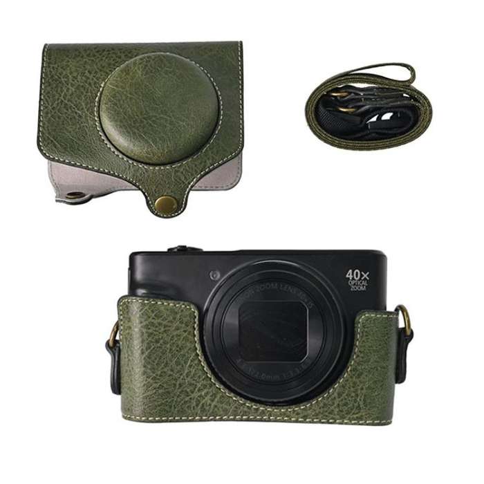 For Canon PowerShot SX740 HS Retro Litchi Texture Leather Full Body Camera Case Bag with Strap(Gr...
