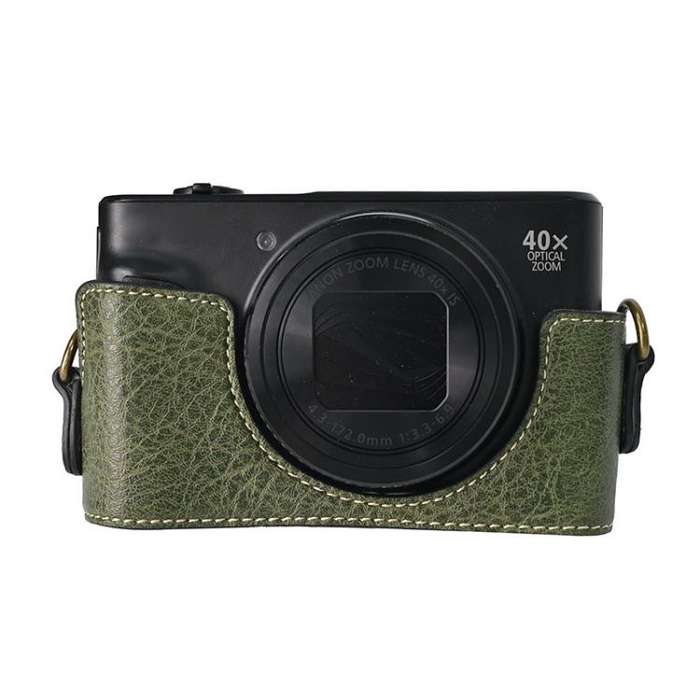 For Canon PowerShot SX740 HS Retro Litchi Texture Leather Full Body Camera Case Bag with Strap(Gr...