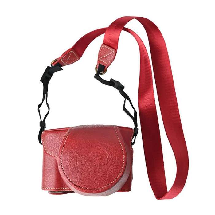 For FUJIFILM X-M5 Retro Litchi Texture Leather Full Body Camera Case Bag with Strap(Red)