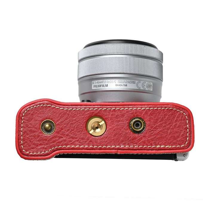 For FUJIFILM X-M5 Retro Litchi Texture Leather Full Body Camera Case Bag with Strap(Red)