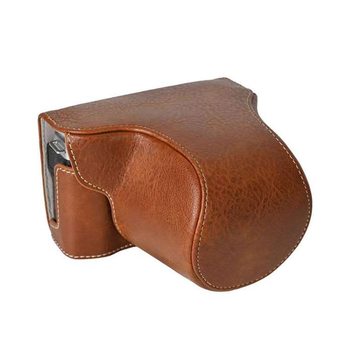 For FUJIFILM X-M5 Retro Litchi Texture Leather Full Body Camera Case Bag with Strap(Coffee)