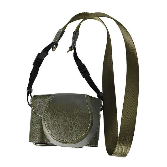 For FUJIFILM X-M5 Retro Litchi Texture Leather Full Body Camera Case Bag with Strap(Green)