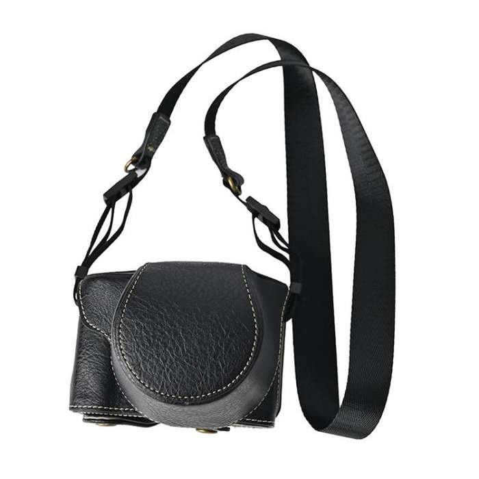 For FUJIFILM X-M5 Retro Litchi Texture Leather Full Body Camera Case Bag with Strap(Black)