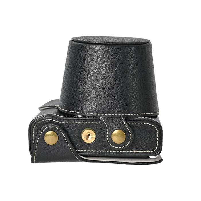 For FUJIFILM X-M5 Retro Litchi Texture Leather Full Body Camera Case Bag with Strap(Black)