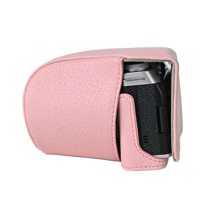 For FUJIFILM X-M5 Retro Litchi Texture Leather Full Body Camera Case Bag with Strap(Pink)