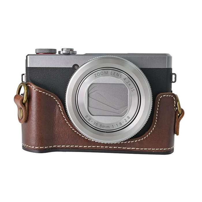 For Canon G7 X Mark III / G7X3 Retro Pull Up Leather Full Body Camera Case Bag with Strap(Coffee)