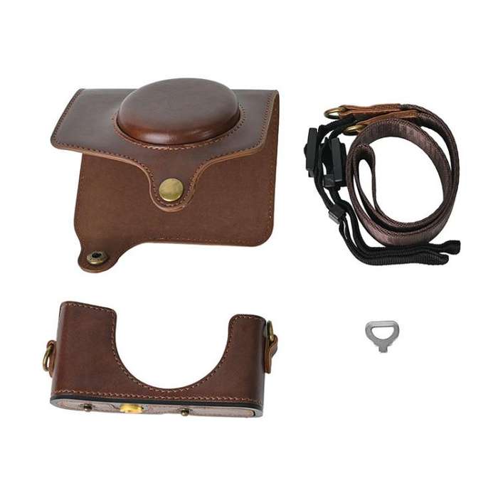 For Canon PowerShot SX740 HS Retro Pull Up Leather Full Body Camera Case Bag with Strap(Coffee)