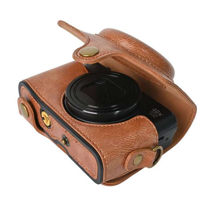 For Canon PowerShot SX740 HS Retro Pull Up Leather Full Body Camera Case Bag with Strap(Brown)