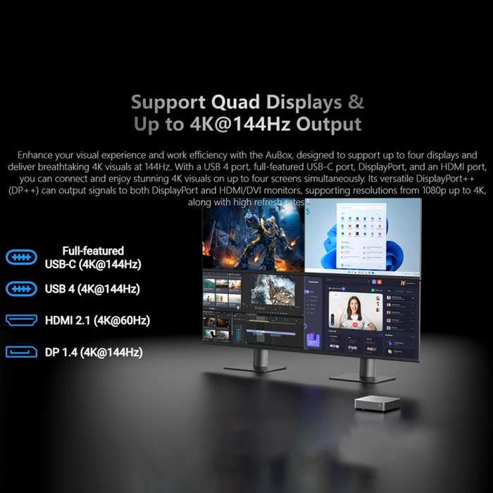 CHUWI AUBox R7-8745 Windows 11 Mini PC, 16GB+512GB, AMD Ryzen 7 8745HS Processor(US Plug)