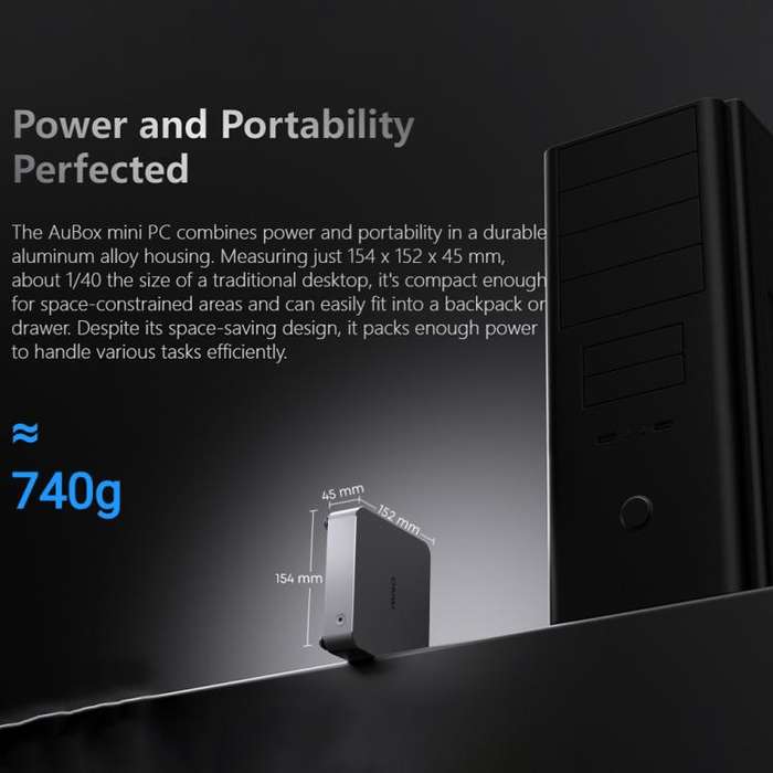 CHUWI AUBox R7-8745 Windows 11 Mini PC, 16GB+512GB, AMD Ryzen 7 8745HS Processor(EU Plug)