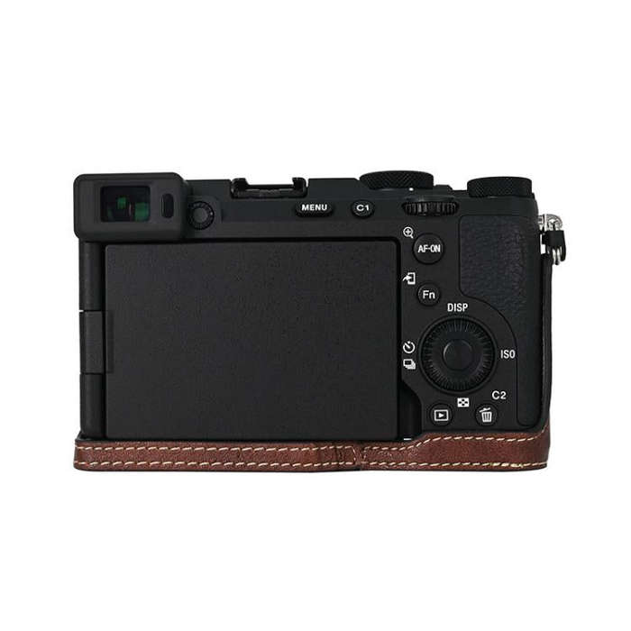 For Sony ILCE-7CM2 / Alpha 7C II Litchi Texture PU Leather Camera Half Case Base(Coffee)