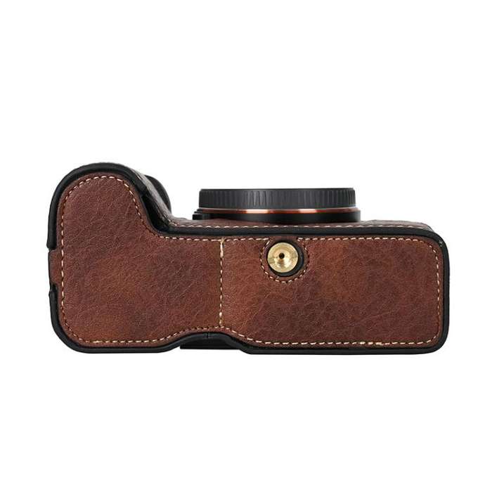 For Sony ILCE-7CM2 / Alpha 7C II Litchi Texture PU Leather Camera Half Case Base(Coffee)