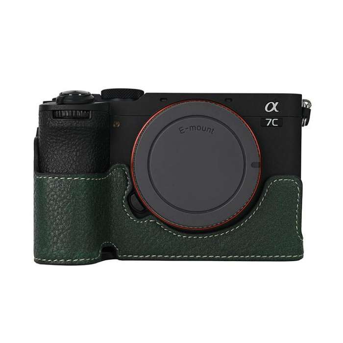 For Sony ILCE-7CM2 / Alpha 7C II Litchi Texture PU Leather Camera Half Case Base(Green)