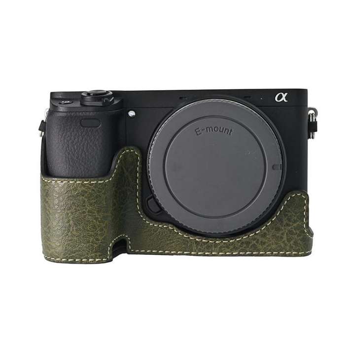 For Sony ILCE-6400 / A6300 / A6200 Litchi Texture PU Leather Camera Half Case Base(Green)