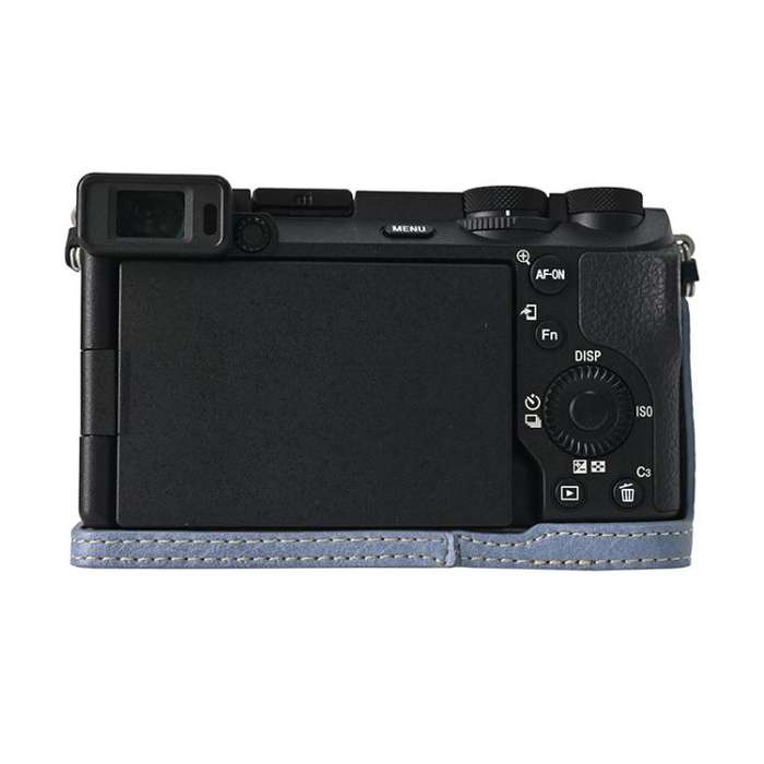 For Sony ILCE-6700 / A6700 Litchi Texture PU Leather Camera Half Case Base(Blue)