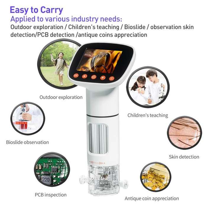 CM3 2.0 inch IPS Screen 1000X Desktop HD Digital Electron Microscope(White)