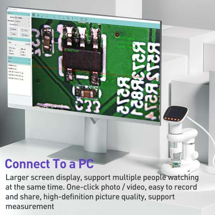 CM3 2.0 inch IPS Screen 1000X Desktop HD Digital Electron Microscope(White)
