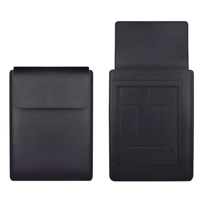PU05 Sleeve Leather Case Carrying Bag with Small Storage Bag for 14.1 inch Laptop(Black)