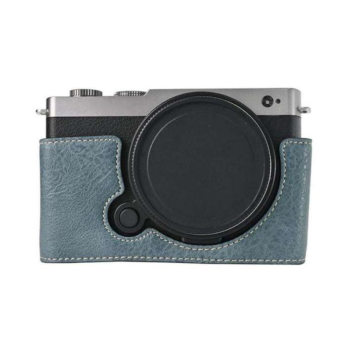For Panasonic LUMIX S9 Litchi Texture PU Leather Camera Half Case Base(Blue)