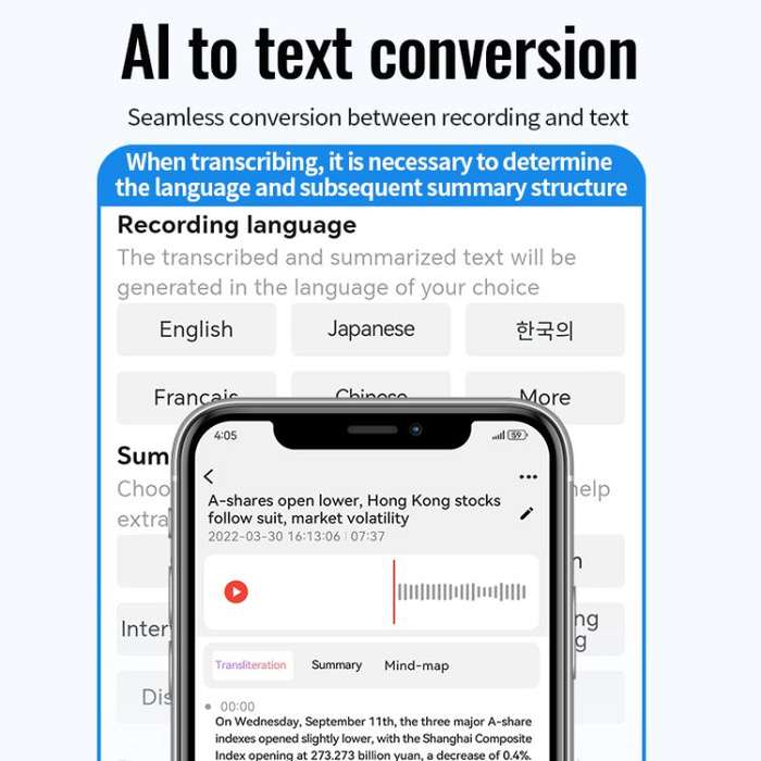 JNN A6 Portable Smart AI Magnetic Recorder Support APP Control, Memory:32GB(Black)