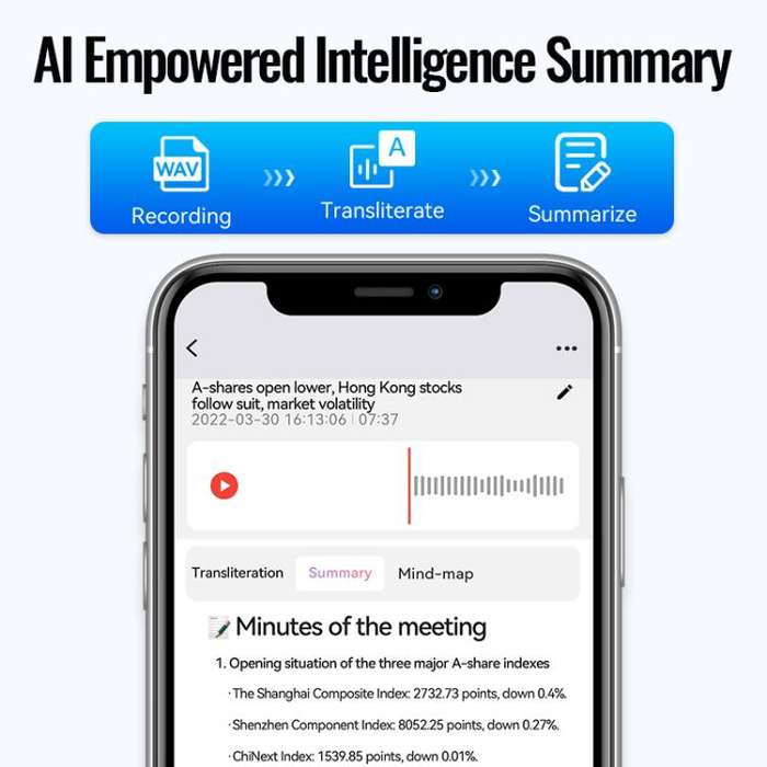 JNN A6 Portable Smart AI Magnetic Recorder Support APP Control, Memory:32GB(Black)