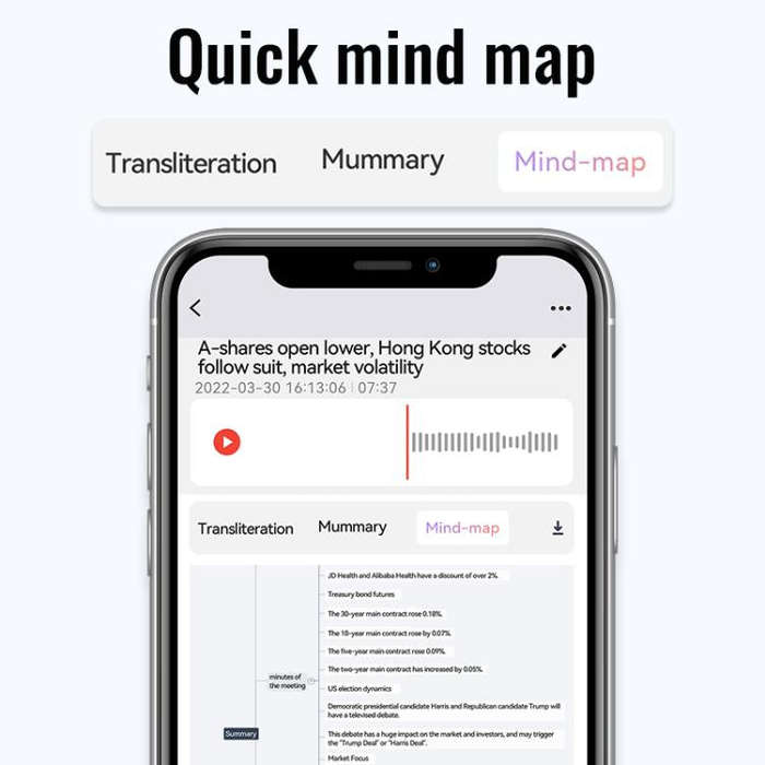 JNN A6 Portable Smart AI Magnetic Recorder Support APP Control, Memory:32GB(Black)
