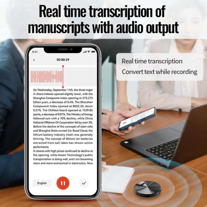 JNN A6 Portable Smart AI Magnetic Recorder Support APP Control, Memory:32GB(Black)