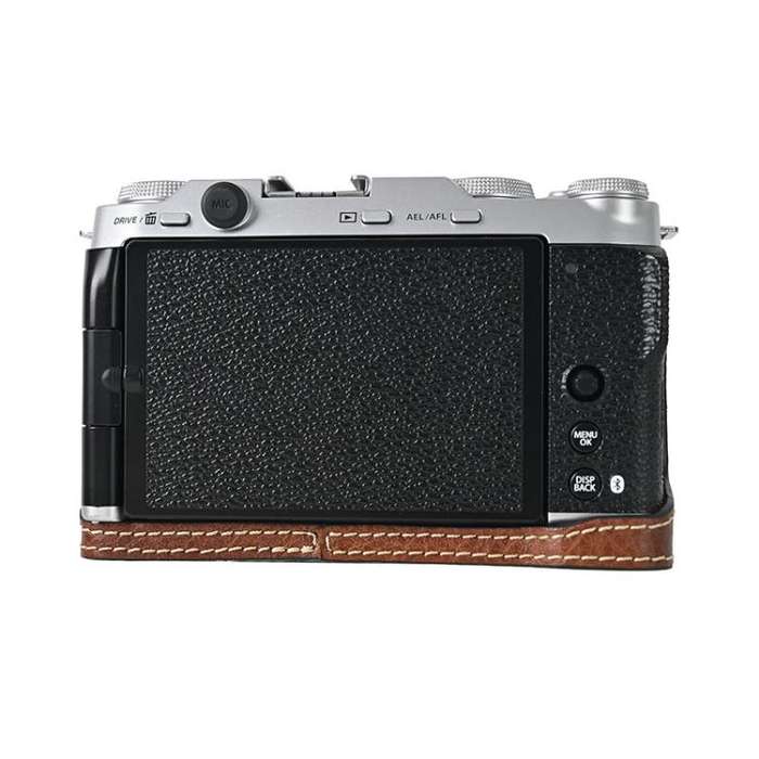 For FUJIFILM X-M5 Litchi Texture PU Leather Camera Half Case Base(Coffee)
