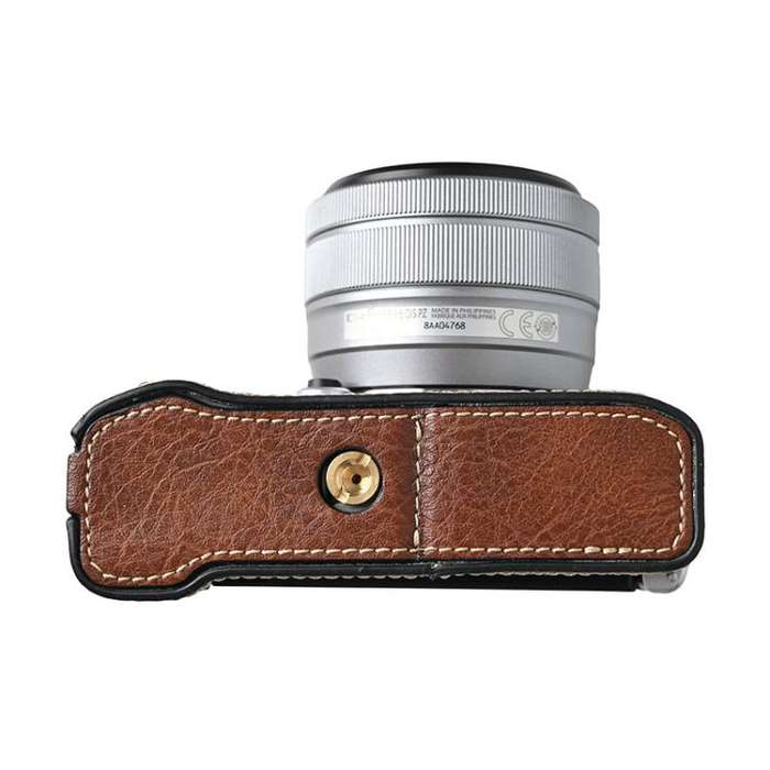 For FUJIFILM X-M5 Litchi Texture PU Leather Camera Half Case Base(Coffee)