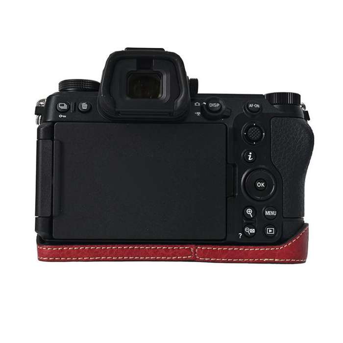 For Nikon Z6III Litchi Texture PU Leather Camera Half Case Base(Wine Red)