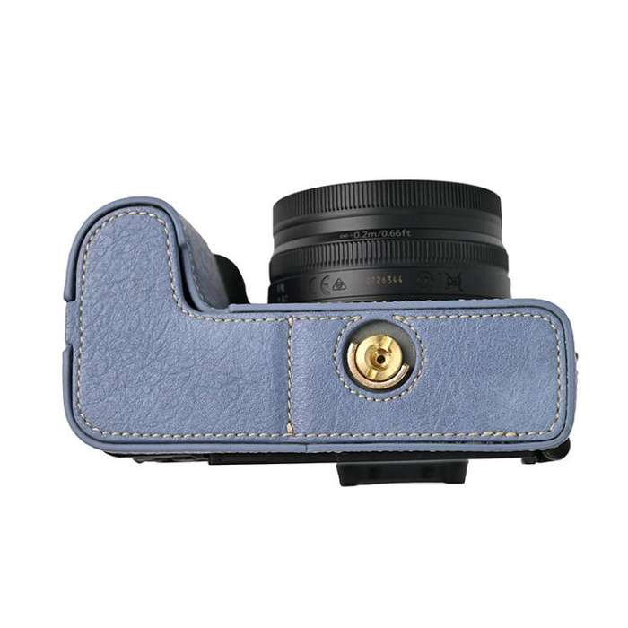 For Nikon Z50II Litchi Texture PU Leather Camera Half Case Base(Blue)