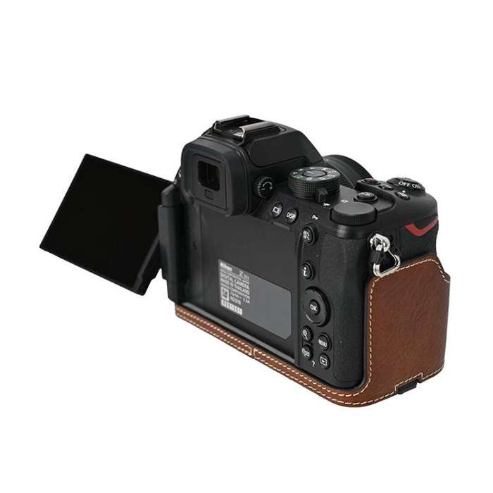 For Nikon Z50II Litchi Texture PU Leather Camera Half Case Base(Coffee)