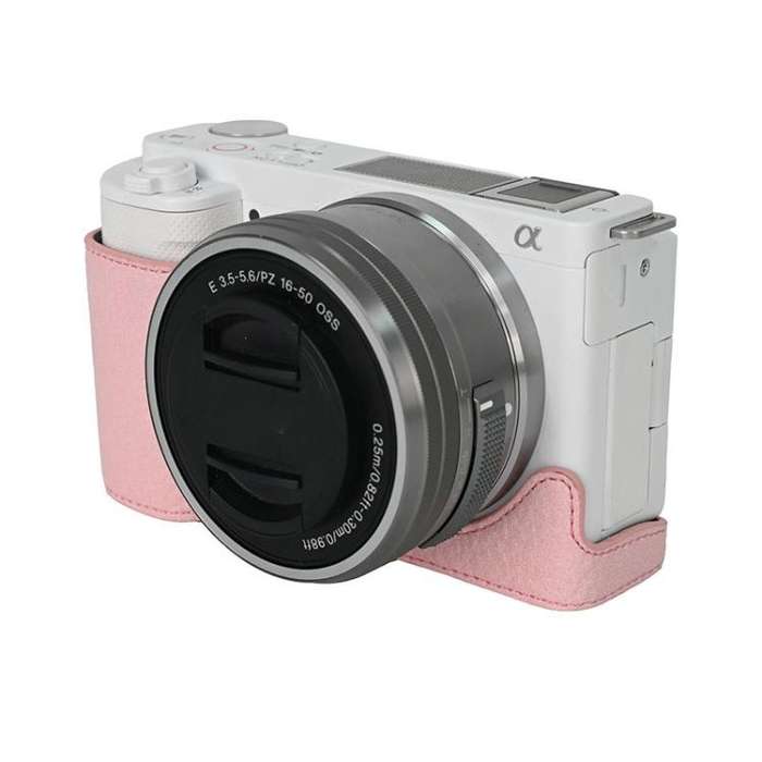 For Sony ZV-E10 Litchi Texture PU Leather Camera Half Case Base(Pink)