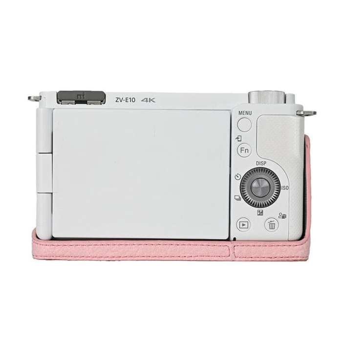 For Sony ZV-E10 Litchi Texture PU Leather Camera Half Case Base(Pink)