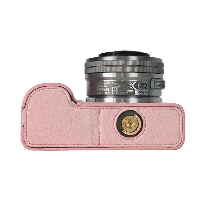For Sony ZV-E10 Litchi Texture PU Leather Camera Half Case Base(Pink)