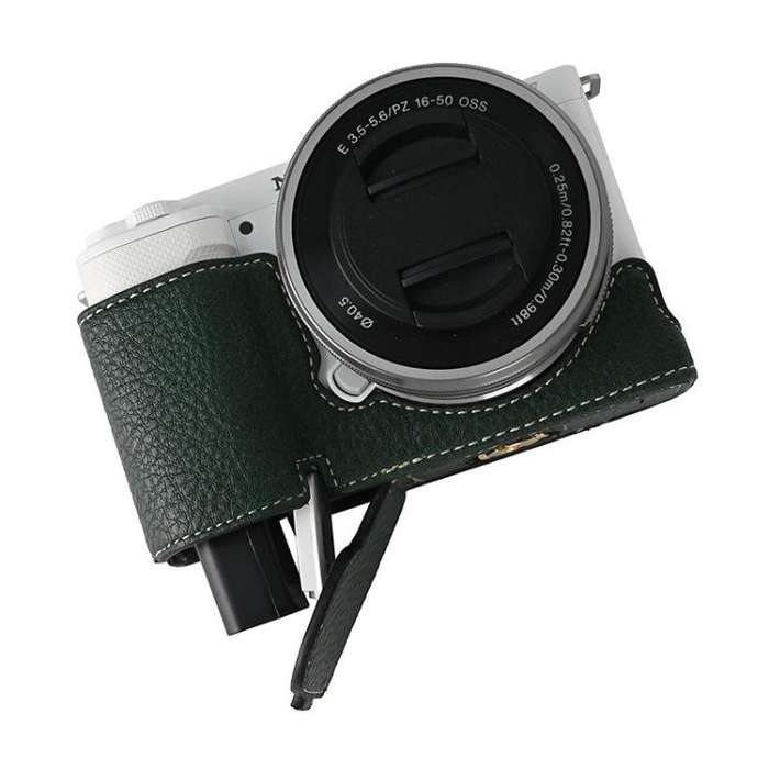 For Sony ZV-E10 Litchi Texture PU Leather Camera Half Case Base(Green)