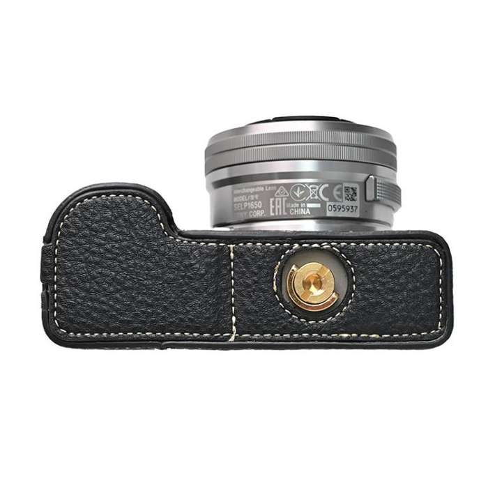 For Sony ZV-E10 Litchi Texture PU Leather Camera Half Case Base(Black)