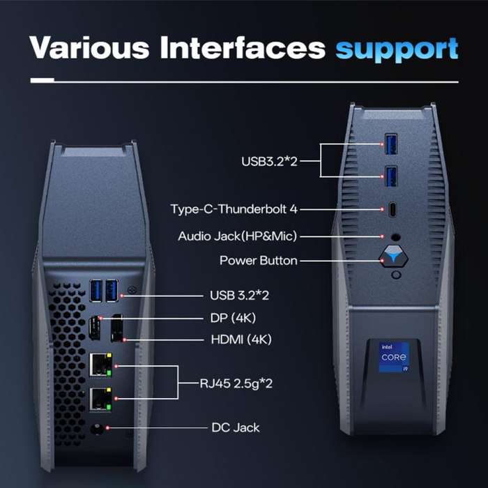 GXMO GH9 Windows 11 Mini PC, Intel Core i9 12900HK Processor, Specification:32GB+1TB(AU Plug)