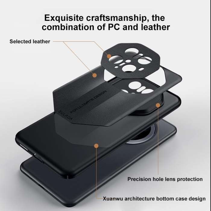 For Huawei Mate 70 Pro / Mate 70 Pro+ SULADA Splicing Plain Leather PC Shockproof Phone Case(Black)