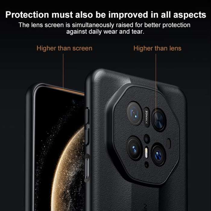 For Huawei Mate 70 SULADA Splicing Plain Leather PC Shockproof Phone Case(Black)